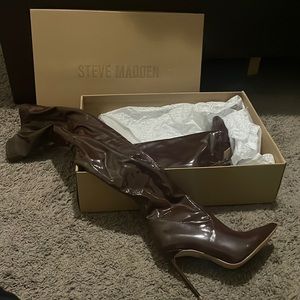 Brown thigh high Steve Madden boots